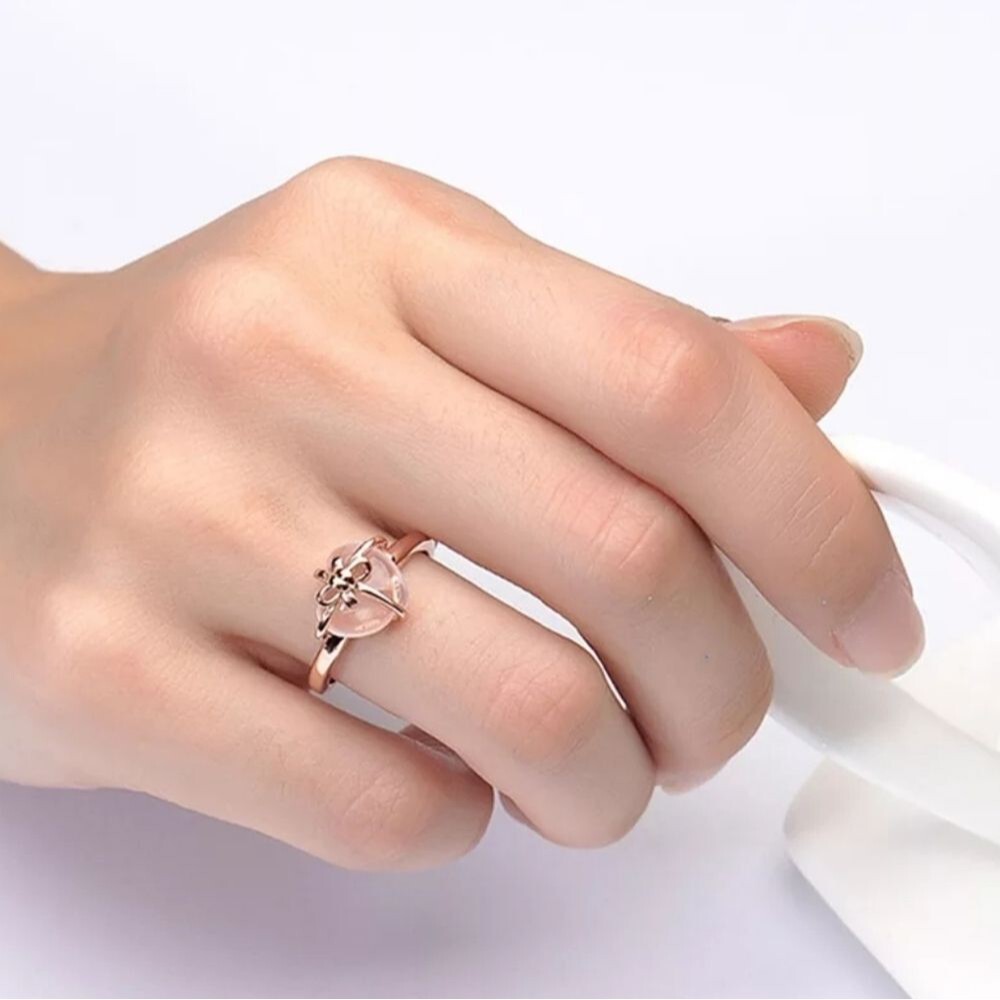 💎 18K PLATED S925 ROSE QUARTZ GIFT OF MY 💓 RING - Picture 3 of 4
